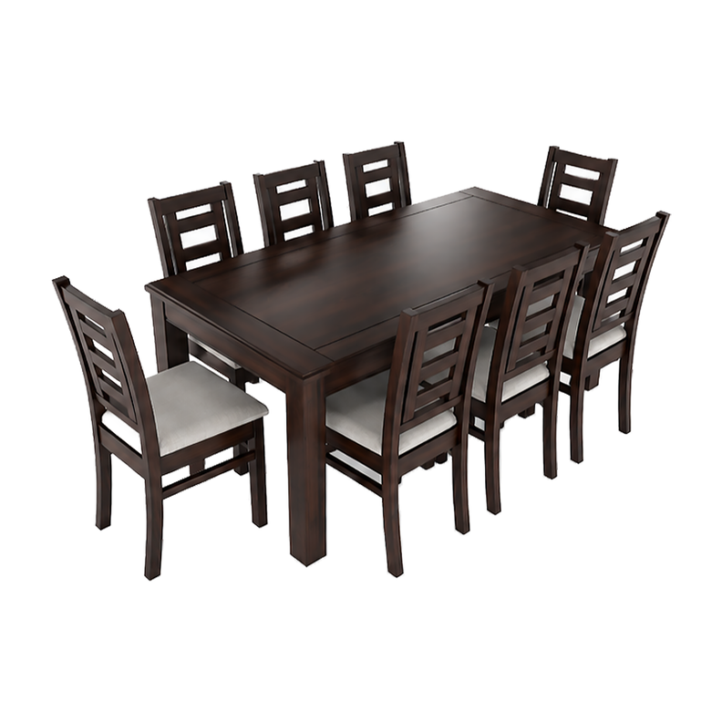 Juego de Comedor Sevilla 8 Sillas Chocolate Mesa Rectangular Madera