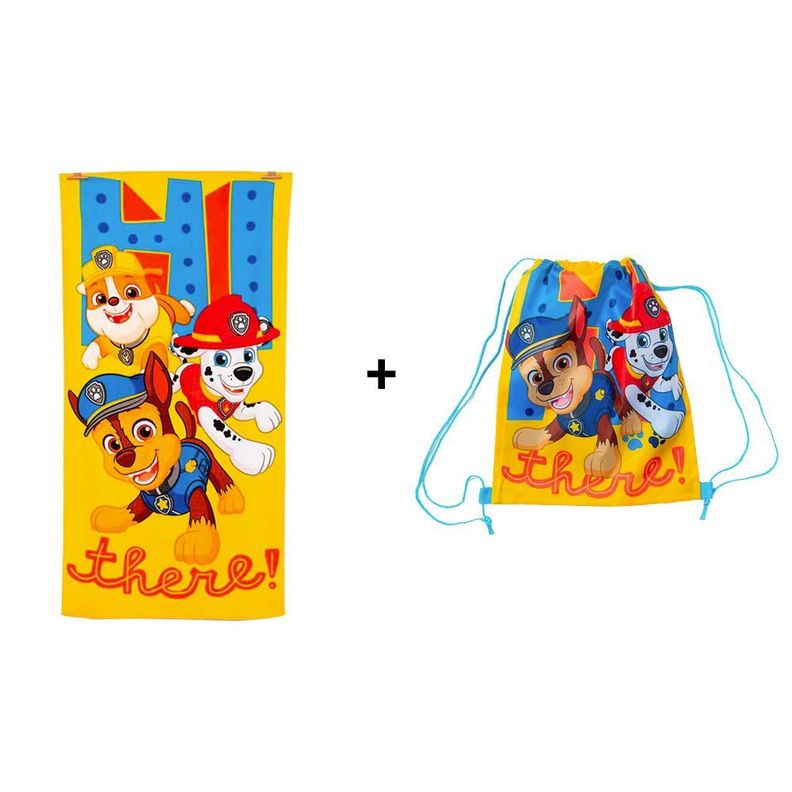 Toalla Microfibra Playa + Bolso Regalo Paw Patrol Hi There-1