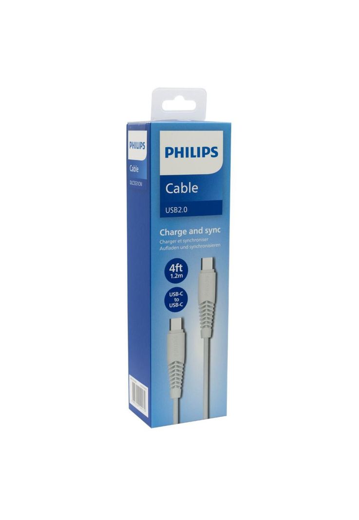 CABLE PHILIPS UBC-C A USB-C 1M 2A MAX BLANCO DLC5531W-3
