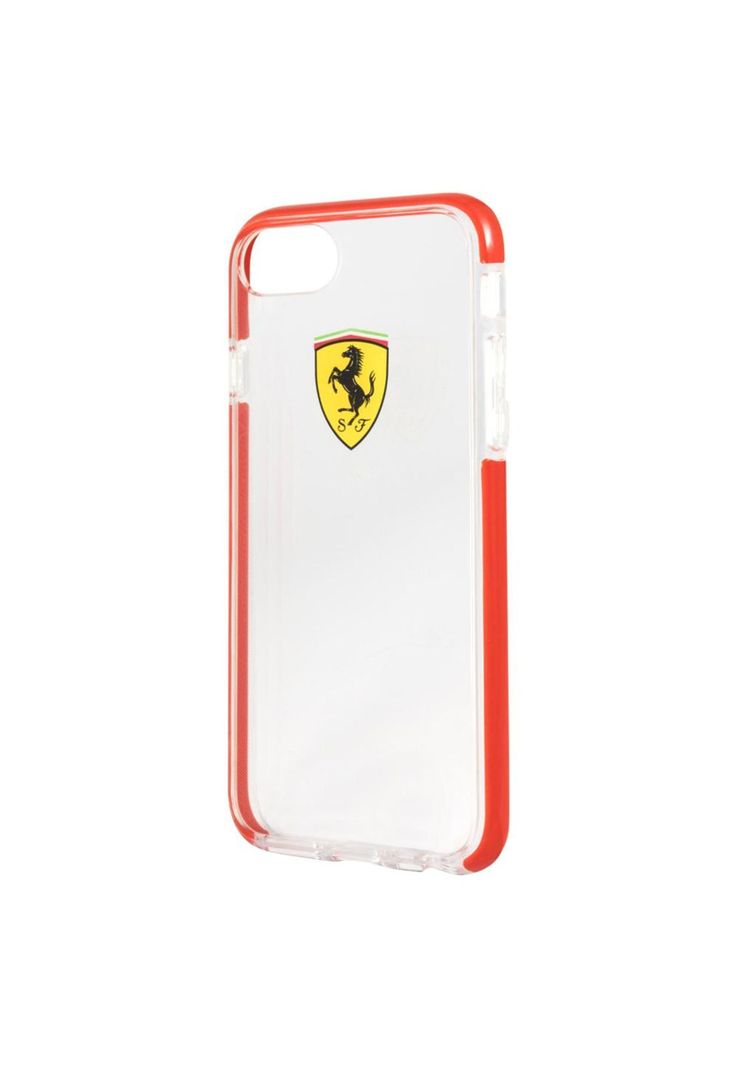 CARCASA FERRARI P/IPHONE 8 TRANSP/ROJA  FEGLHCI8RE-3