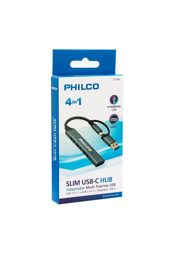 HUB USB-C CON ADAP. 4 USB PHILCO-4