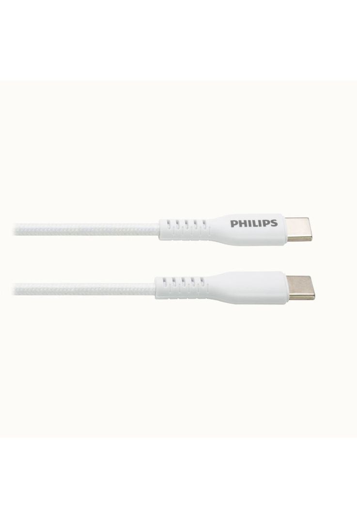Cable USB-C a USB-C Philips 1m 60W Blanco Trenzado-1