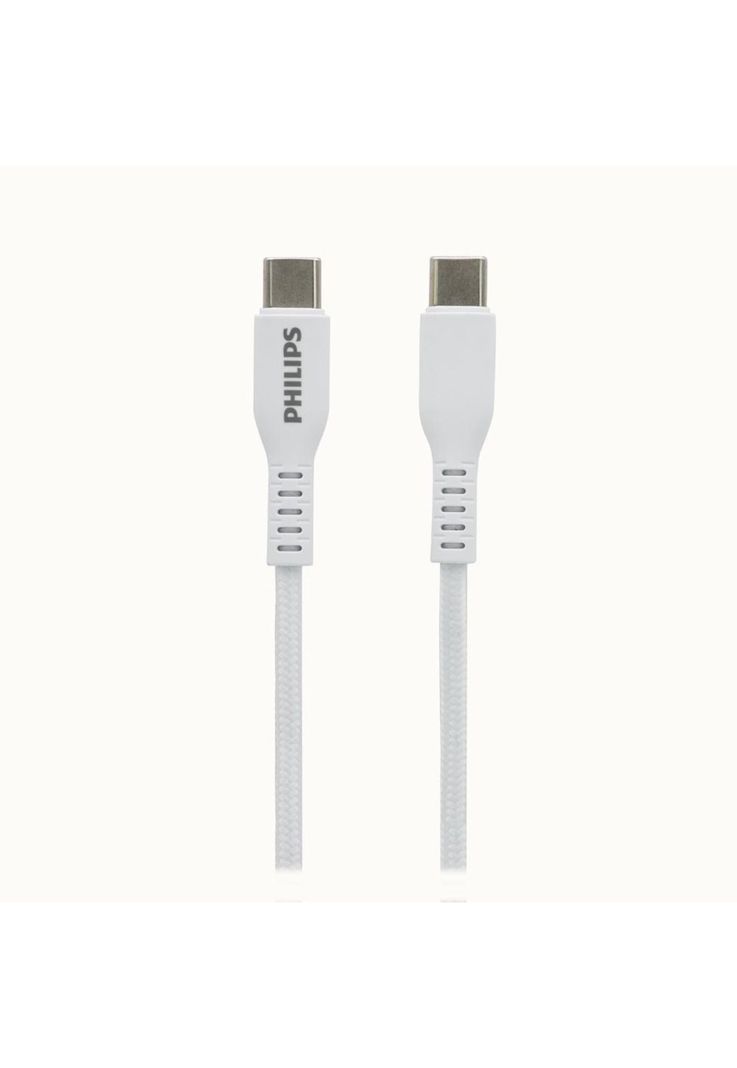 Cable USB-C a USB-C Philips 1m 60W Blanco Trenzado-2