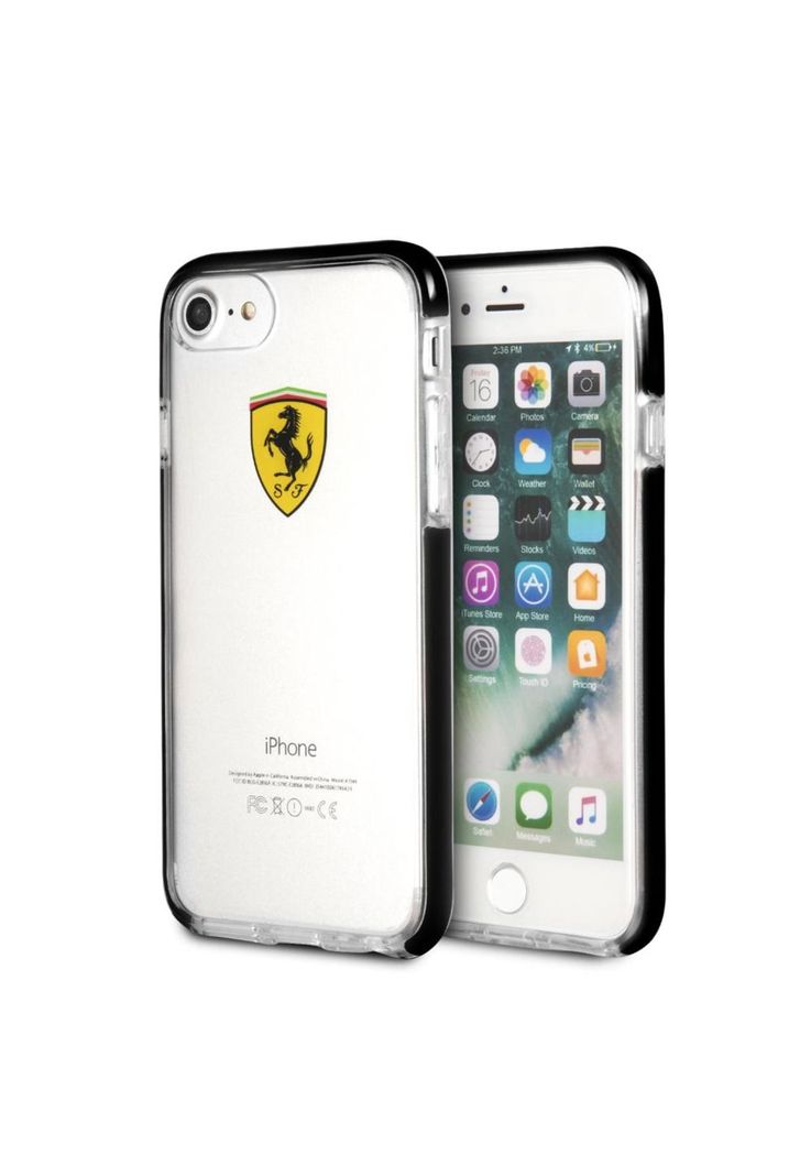 CARCASA FERRARI P/IPHONE 8 TRANSP/NEGRA FEGLHCI8BK-0