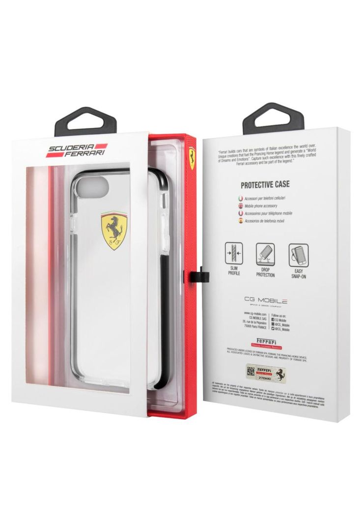 CARCASA FERRARI P/IPHONE 8 TRANSP/NEGRA FEGLHCI8BK-2