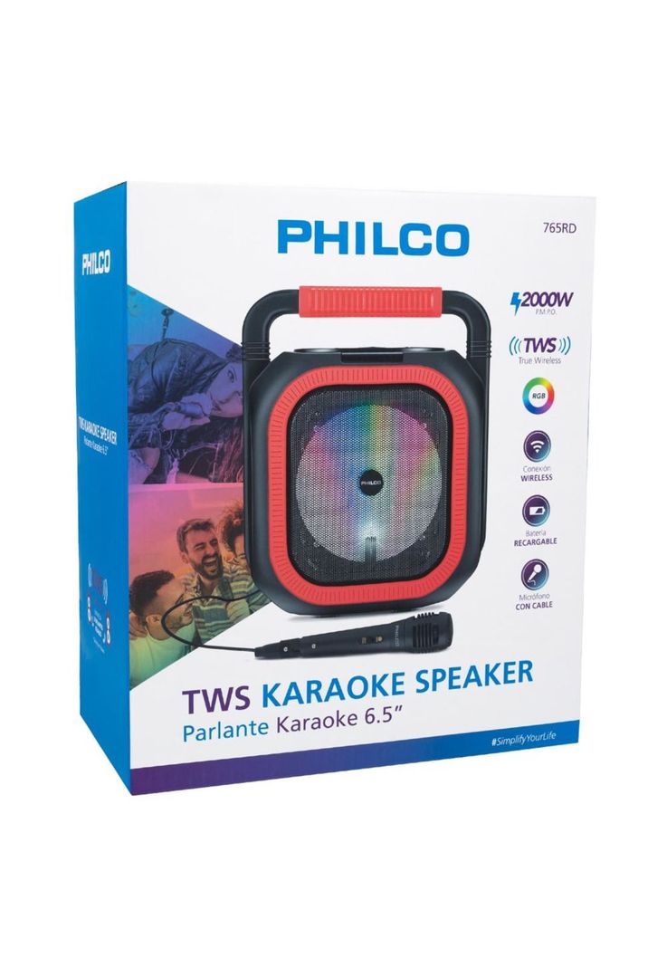 PARLANTE KARAOKE 765RD 6.5  PHILCO ROJO-6