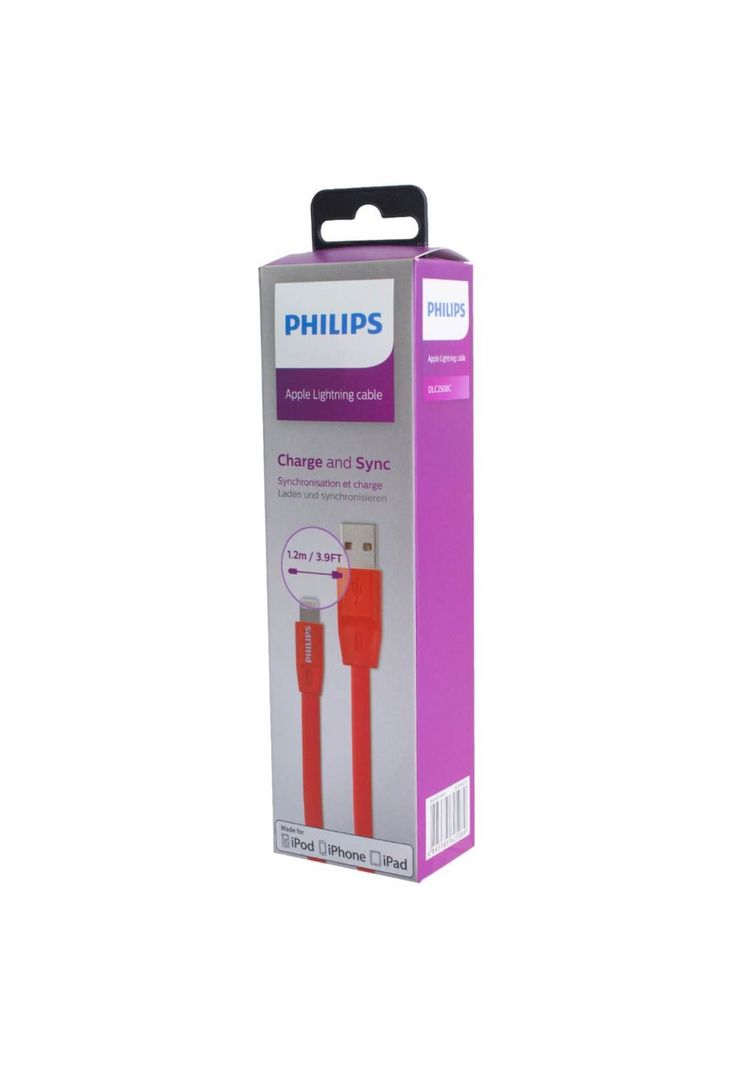DLC2508C CABLE IPHONE 1.2 MTS GOMA PLANO ROJO-0