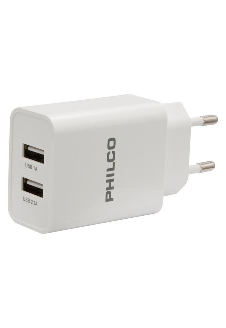 Cargador de Pared 2.1A Doble USB c/ Cable Tipo C Blanco R2109-1