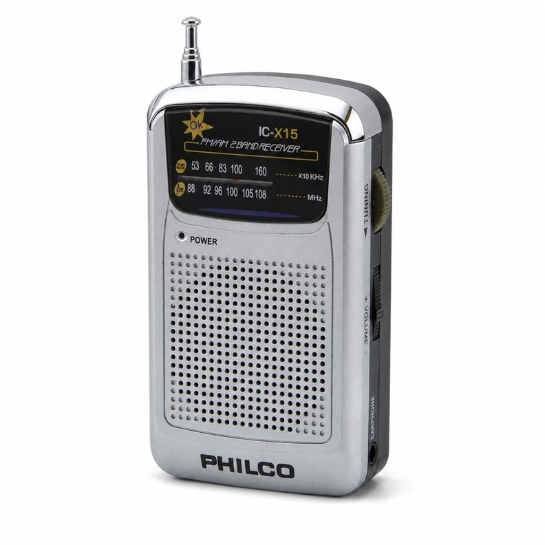 RADIO PORTATIL PHILCOIC-X15 FM/AM /3GMARKET Plateado