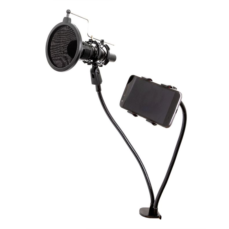 SOPORTE PARA MICROFONO + CELULAR STREAMING PHILCO Negro