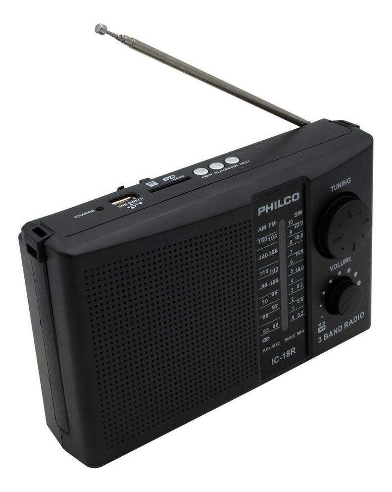 Radio Philco Ic 18-r Multibandas Recargable Negro
