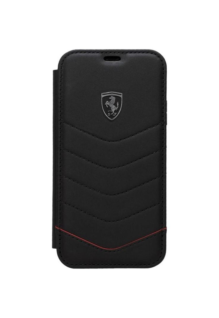 CARCASA FERRARI IPHONE X CUERO GENUINO NEGRO-0