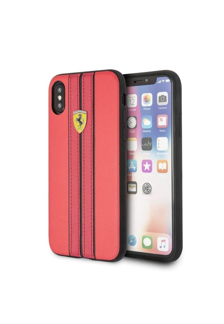 CARCASA FERRARI P/IPHONE X/XS CUERO PU FESURHCPXREB-0
