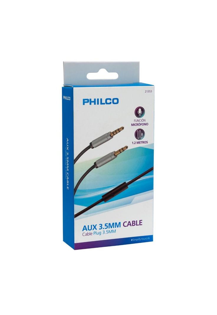 CABLE PLUG 3.5MM A 3.5MM + MICRÓFONO PHILCO-3