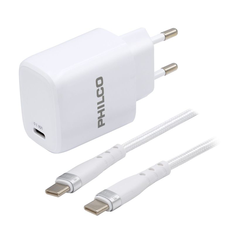 CARG. DE PARED QC3.0 PUERTO TIPO C Y CABLE TIPO C Negro