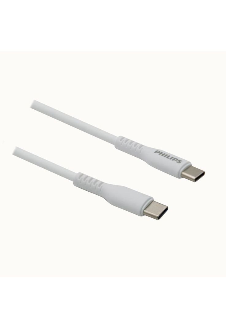 CABLE PHILIPS USB-C A USB-C 1M 30W MAX BLANCO SILIC DLC8601W-1