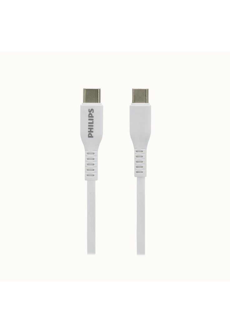 CABLE PHILIPS USB-C A USB-C 1M 30W MAX BLANCO SILIC DLC8601W-2
