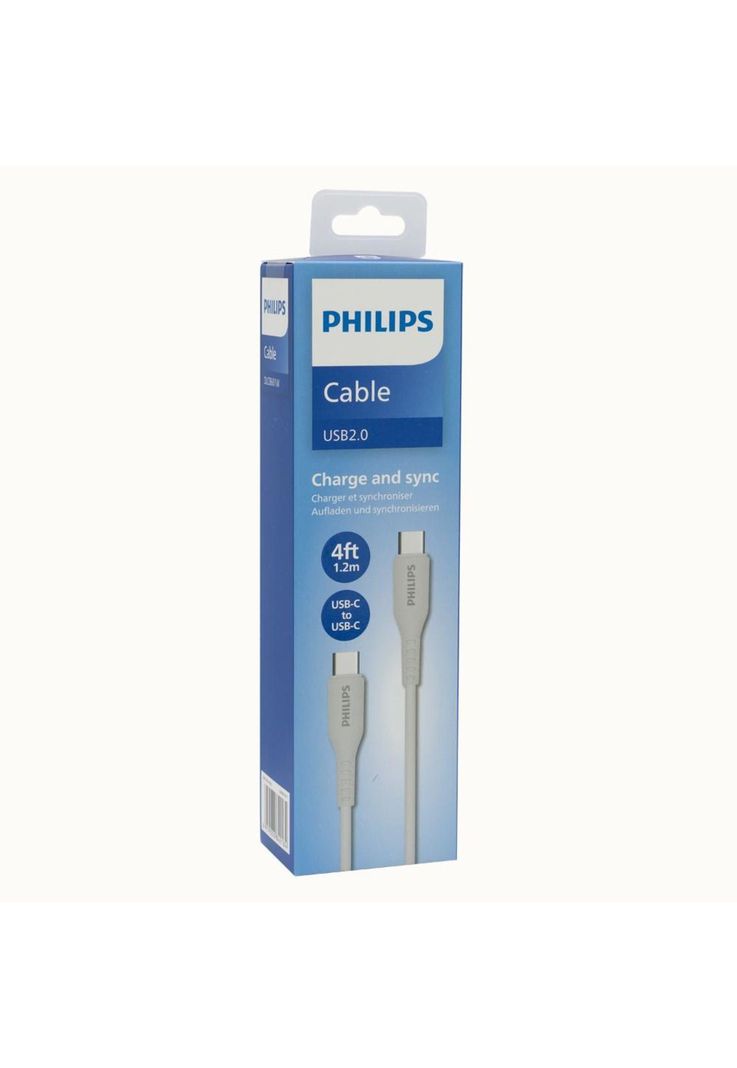 CABLE PHILIPS USB-C A USB-C 1M 30W MAX BLANCO SILIC DLC8601W-3