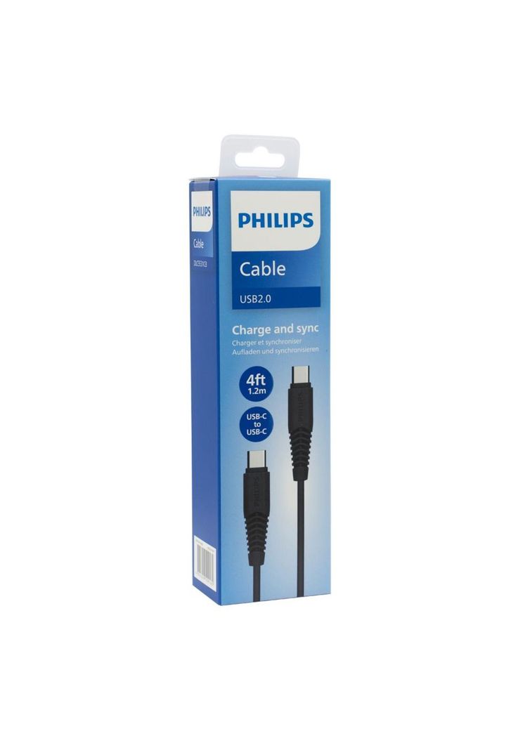 Cable USB-C a USB-C 1m 2A Negro Philips DLC5531CB-2