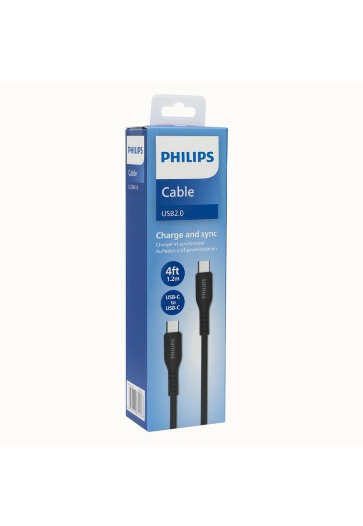 Cable USB-C a USB-C Philips 1m 60W Negro de Silicona-4