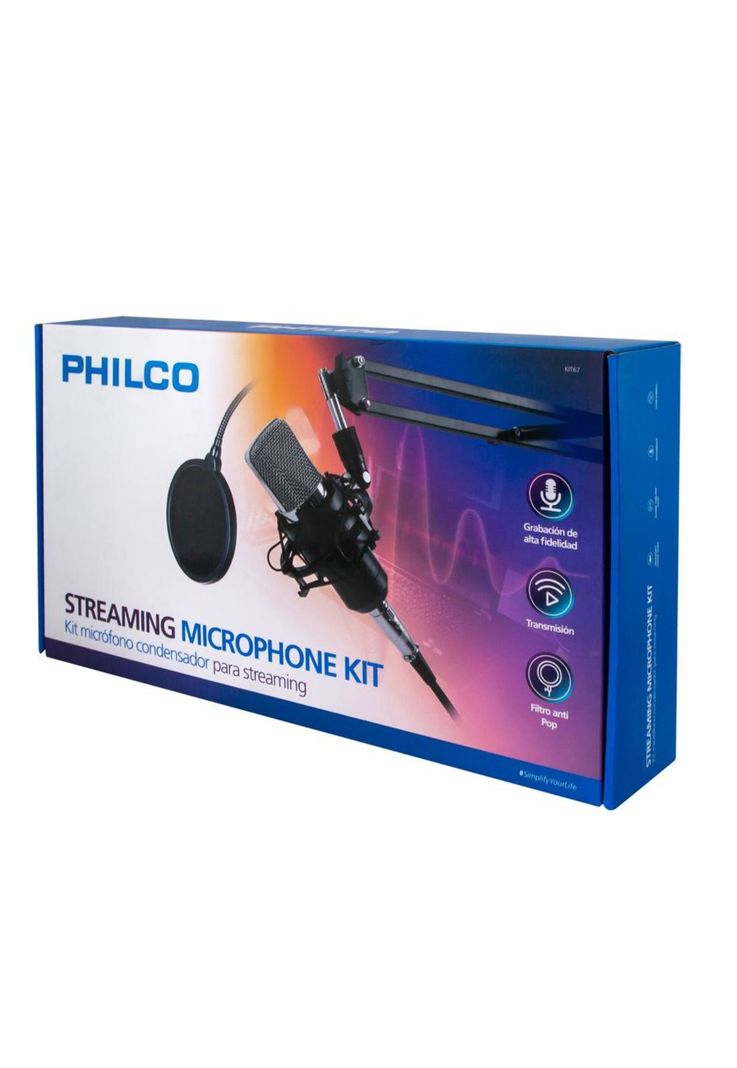 KIT STUDIO MICROPHONE CON SOPORTE / ANTIPOP / STAND PHILCO-7