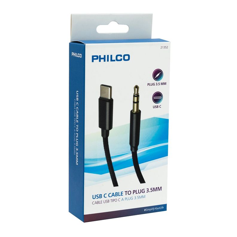 Cable Usb Tipo C A Plug 3,5mm Philco Gris