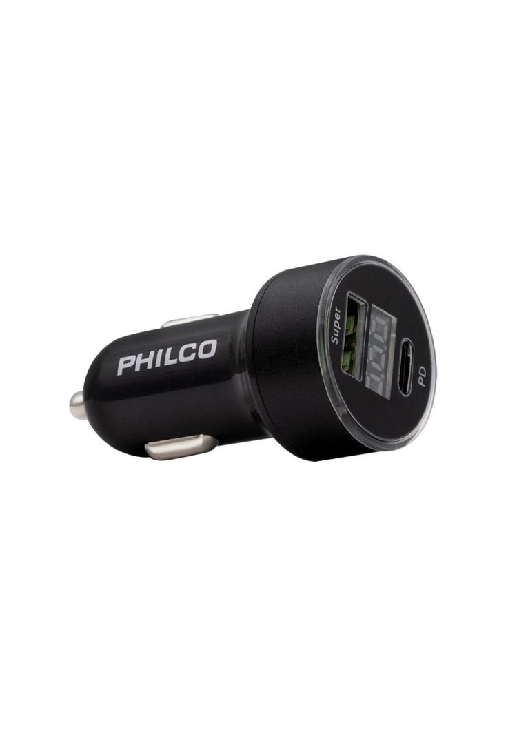 Cargador de Auto USB QC3.0 c/ Pantalla LED Philco-3