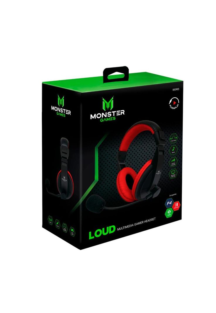 AUDIFONO GAMER MONSTER LOUD RED-1