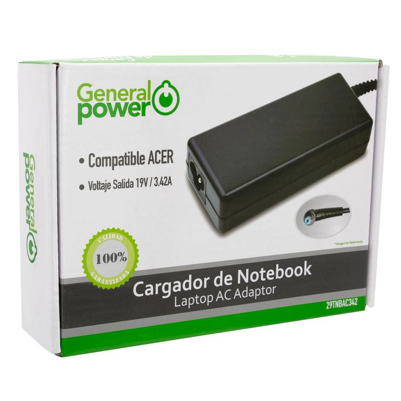 CARGADOR NOTEBOOK ACER 19V 3.42A PLUG 5,5*1,7MM Negro