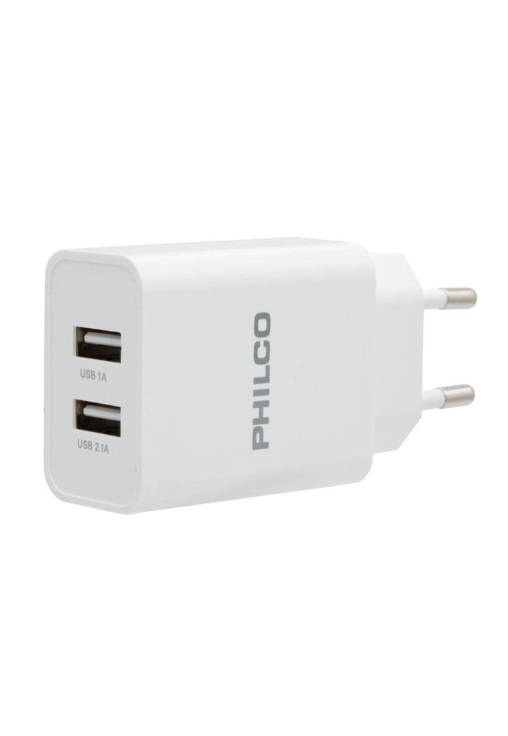 Carg. De Pared 2.1 A Doble Usb C/cable Micro R2100 Blanco-1
