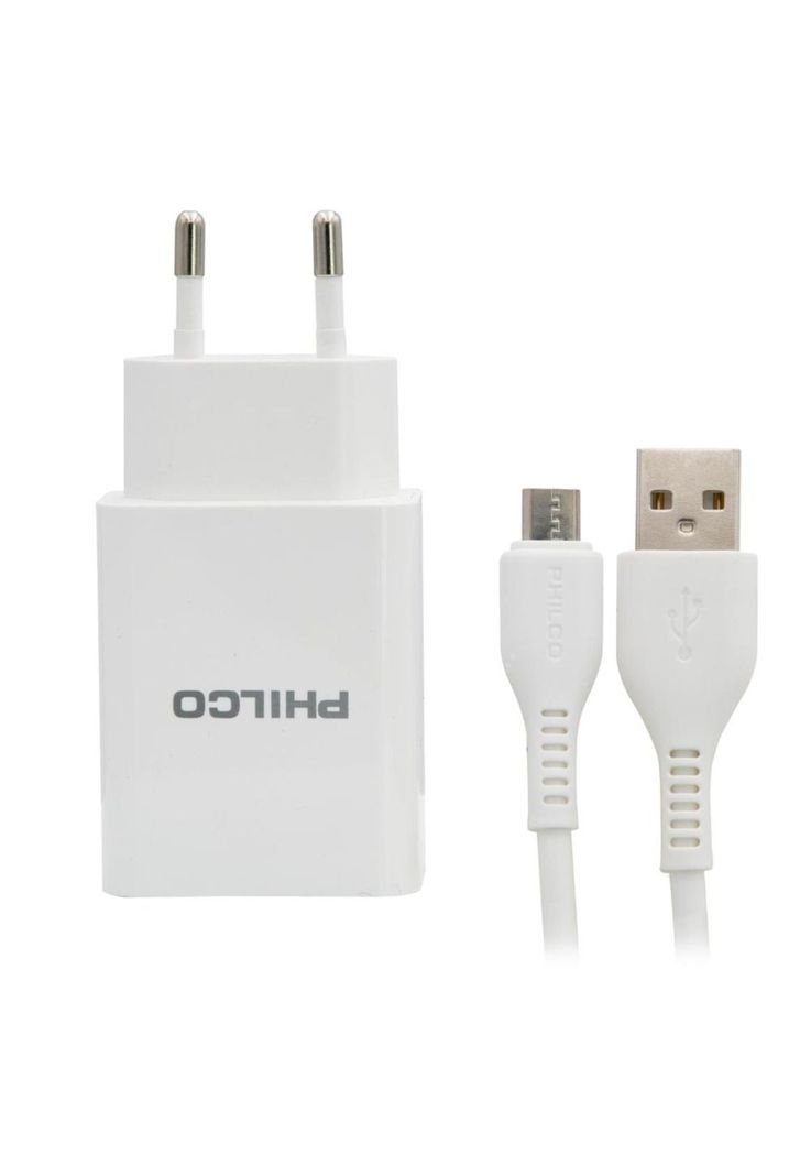 Carg. De Pared 2.1 A Doble Usb C/cable Micro R2100 Blanco-2