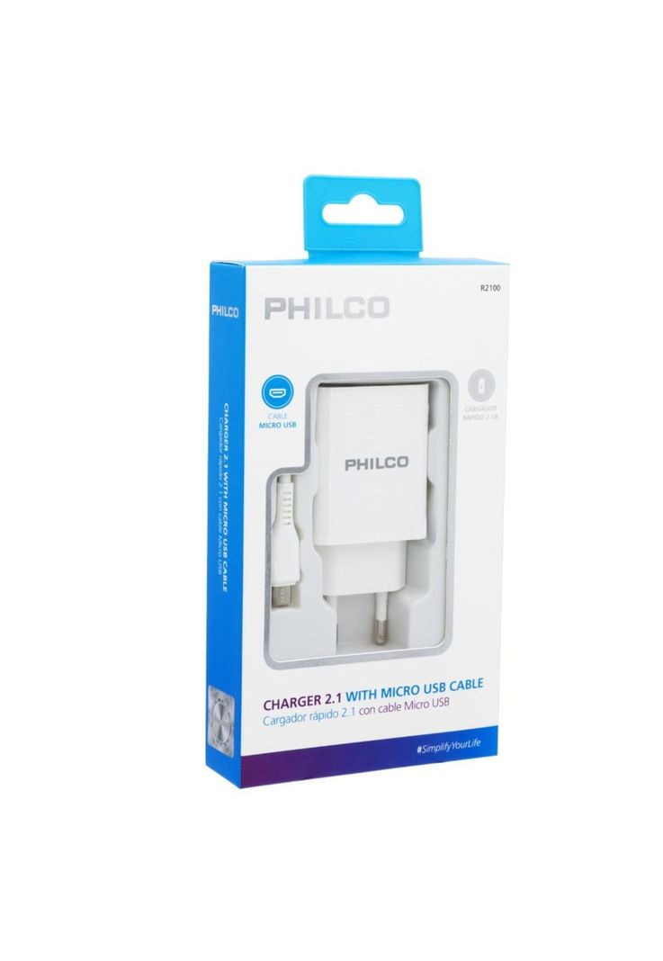 Carg. De Pared 2.1 A Doble Usb C/cable Micro R2100 Blanco-3