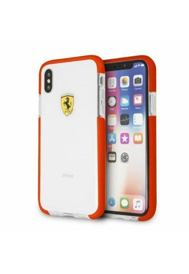 CARCASA FERRARI P/ IPHONE X/XS TRANSP/ROJO-0