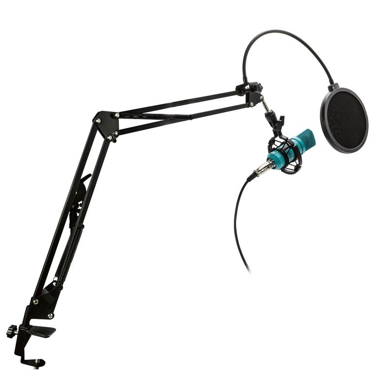 KIT STUDIO MICROPH C/SOP/POP/STAND/USB SOUND CARD AZUL