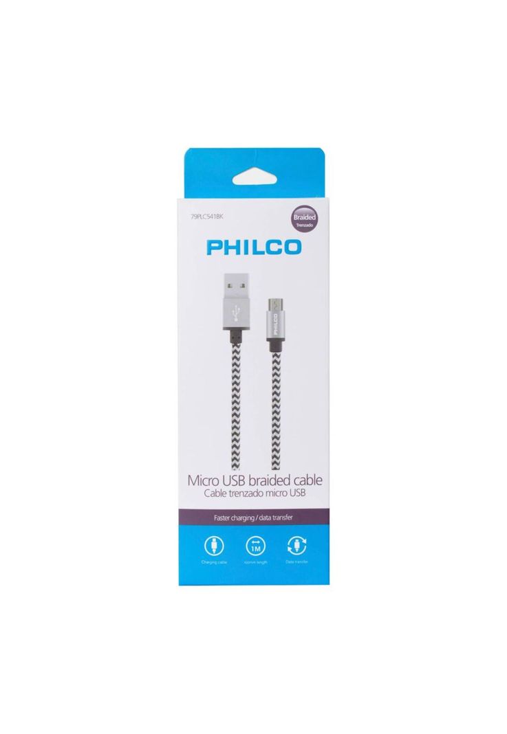 Cable Micro USB Trenzado Philco 1 Metro-0