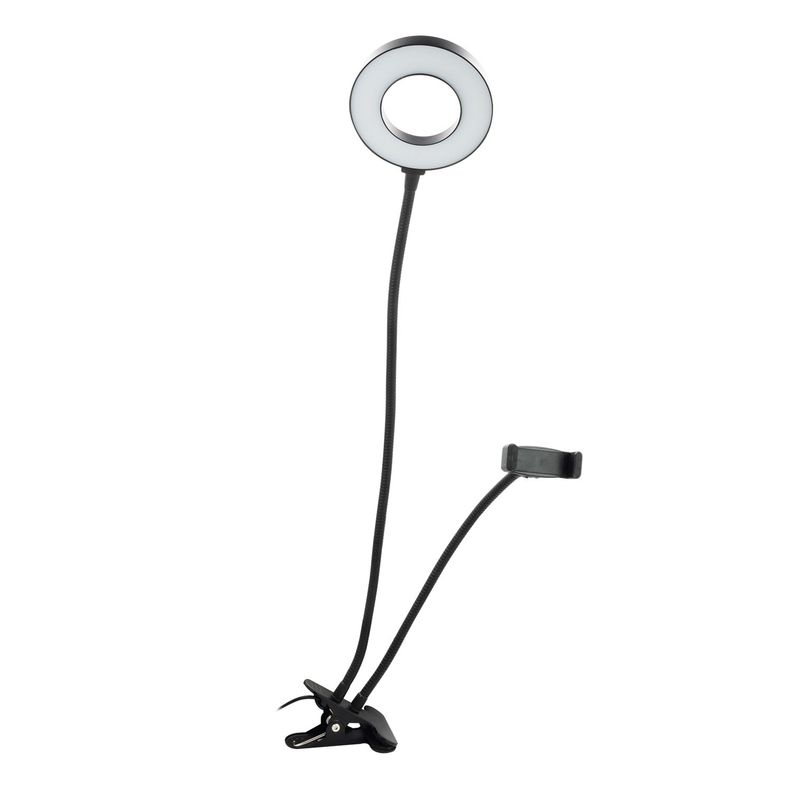 SOPORTE TIPO CLIP PARA SMARTPHONE CON ARO DE LUZ Gris