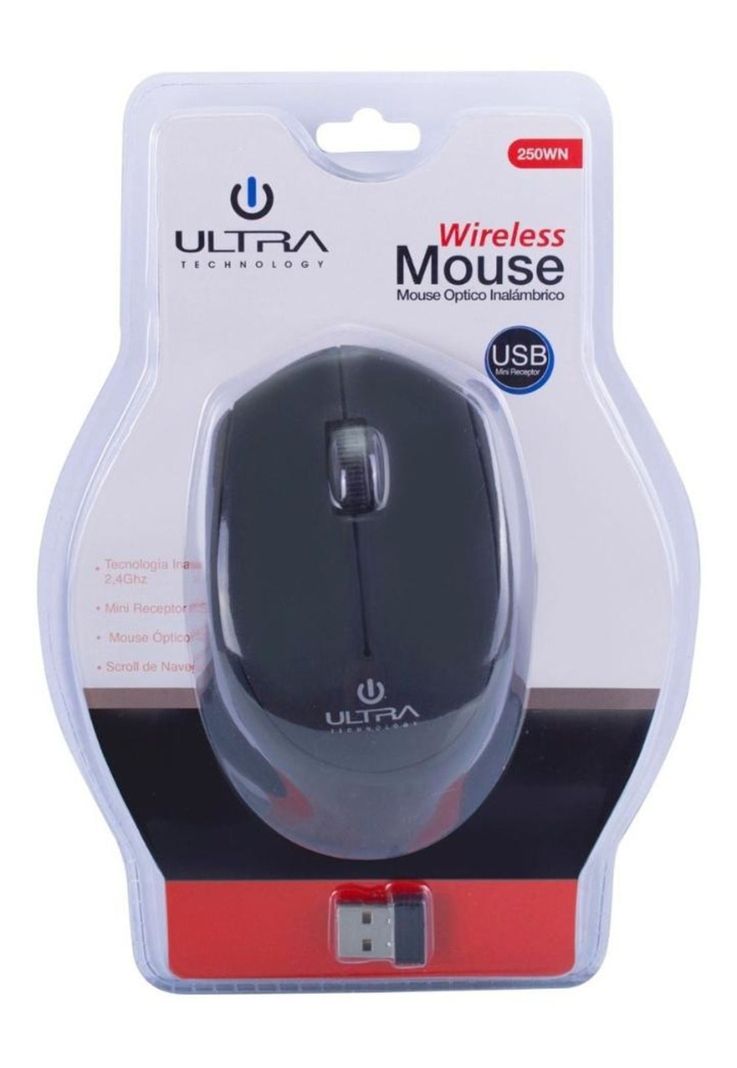 Mouse Optico Inalambrico Ultra Negro-0