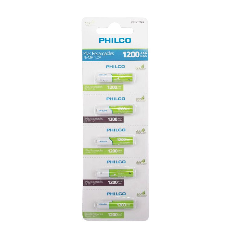 Pilas Tira Recargable Aaa X 5 1200 Mah Philco Gris