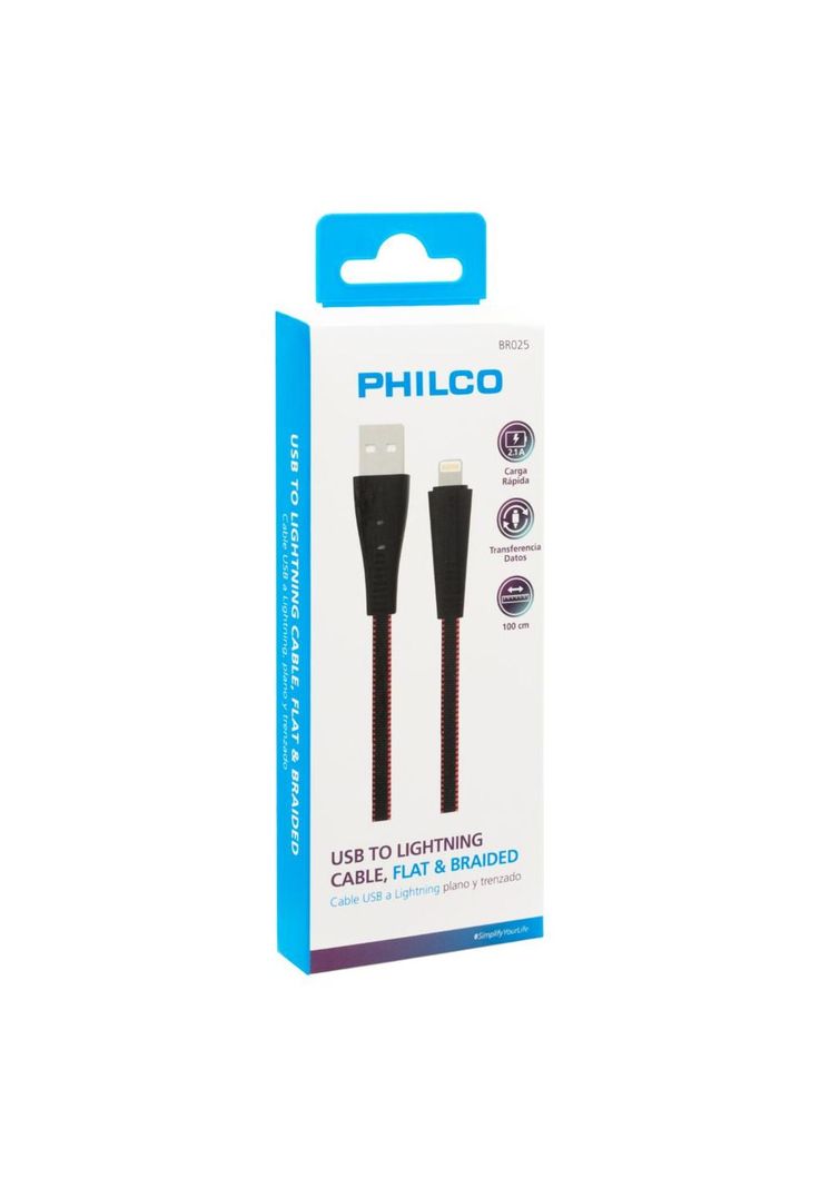 Cable Datos Usb A Lightning, Carga Rápida, 1m Malla, Philco-3