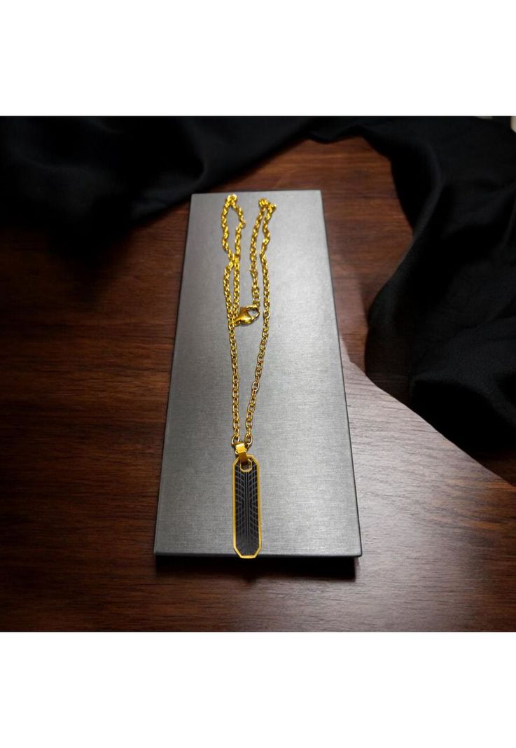 Cadena de Hombre Cat J001N00129 Dorado-Negro-1