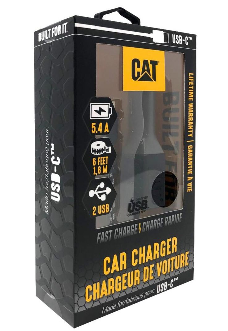 CARGADOR CAT PARA AUTOS USB-C DOBLE-0