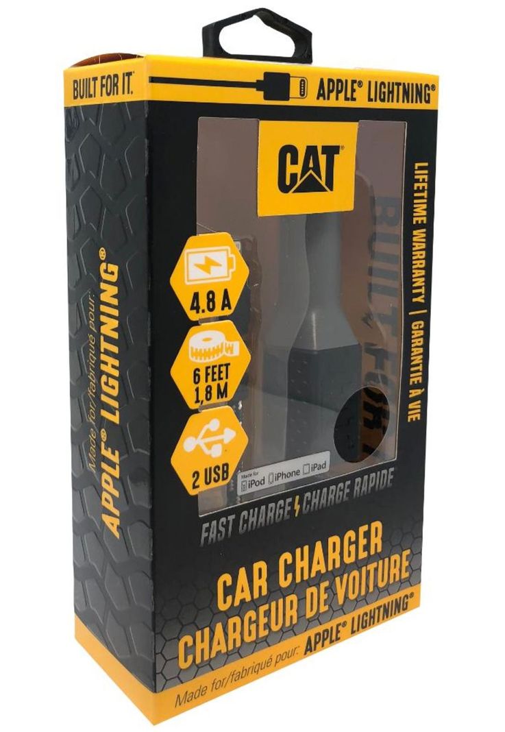 CARGADOR PARA AUTO CAT DOBLE APPLE LIGHTNING 4.8A-0