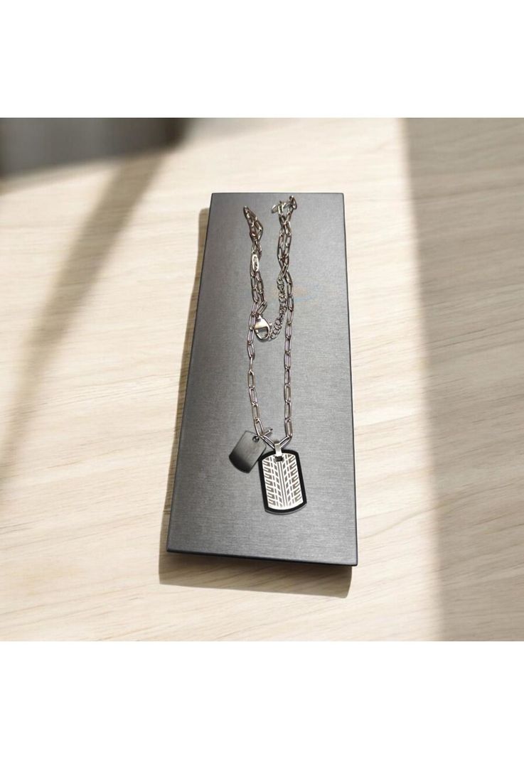 Cadena de Hombre Cat J003N00121 Plateado-Negro-1