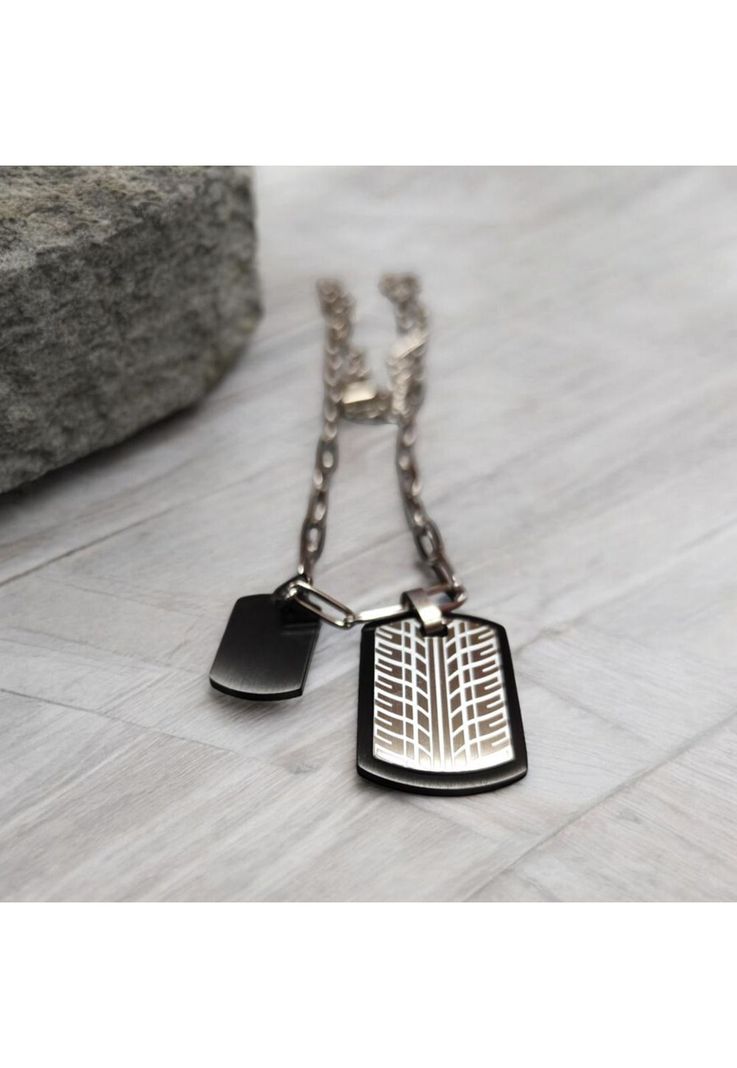 Cadena de Hombre Cat J003N00121 Plateado-Negro-3
