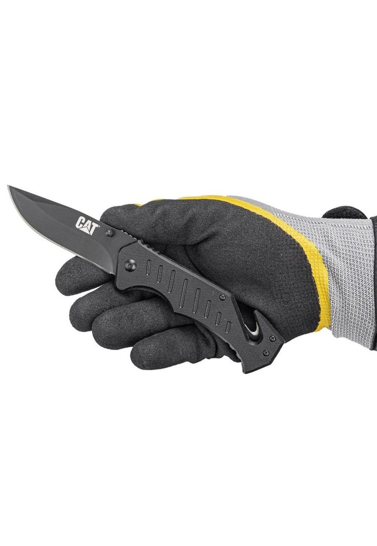 CUCHILLO NAVAJA PLEGABLE CAT 980012 PUNTA CURVA CON ROTURA DE VIDRIO Y CORTADOR DE BANDA-6