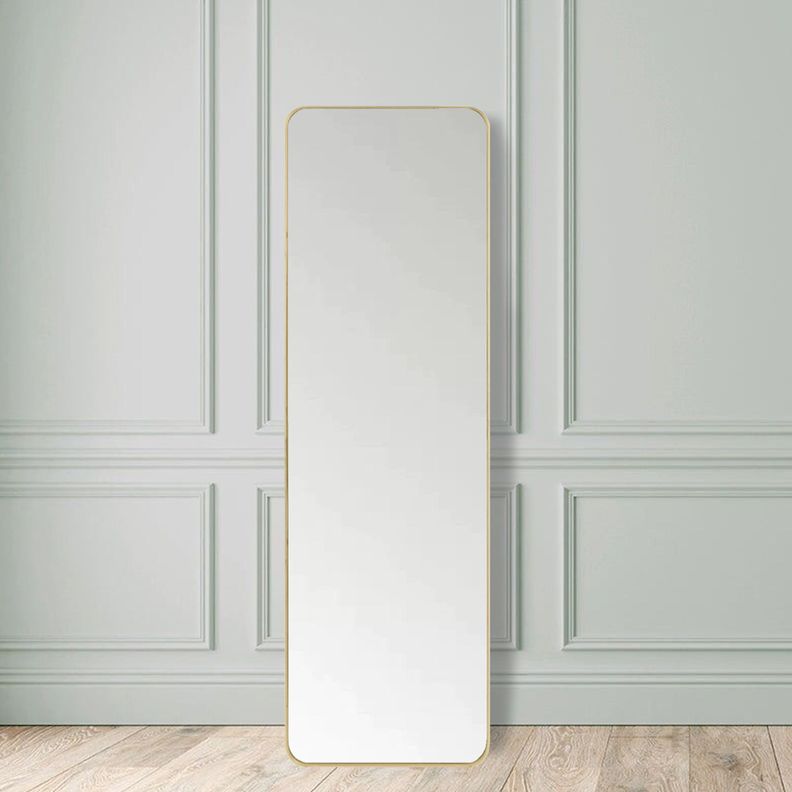 Espejo Rectangular Dorado 167x52 cm con Soporte-2