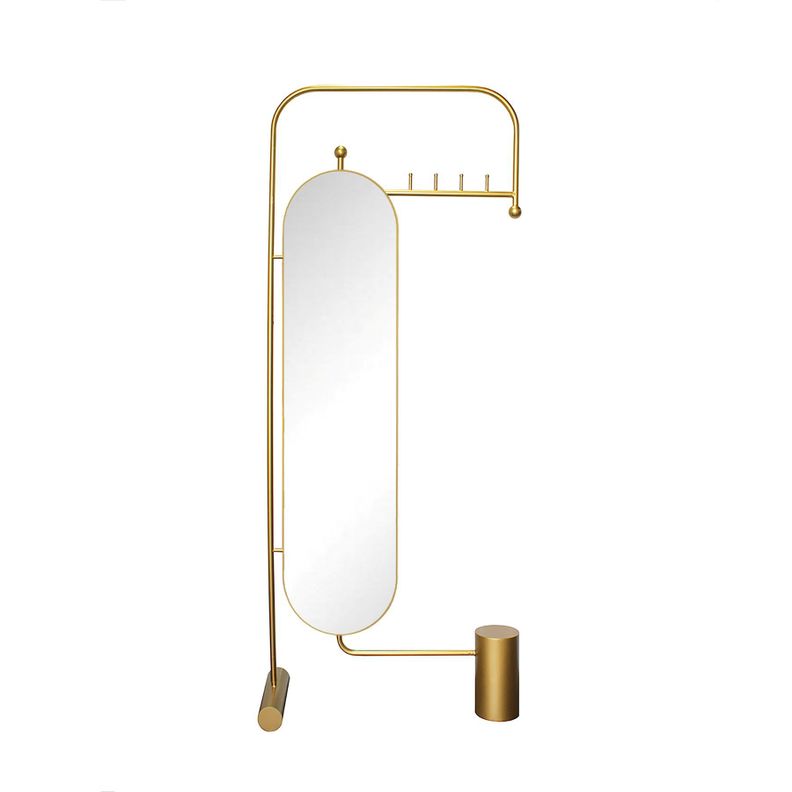 Espejo Con Perchero Dorado 80x190 cm-0