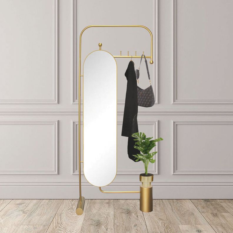 Espejo Con Perchero Dorado 80x190 cm-2