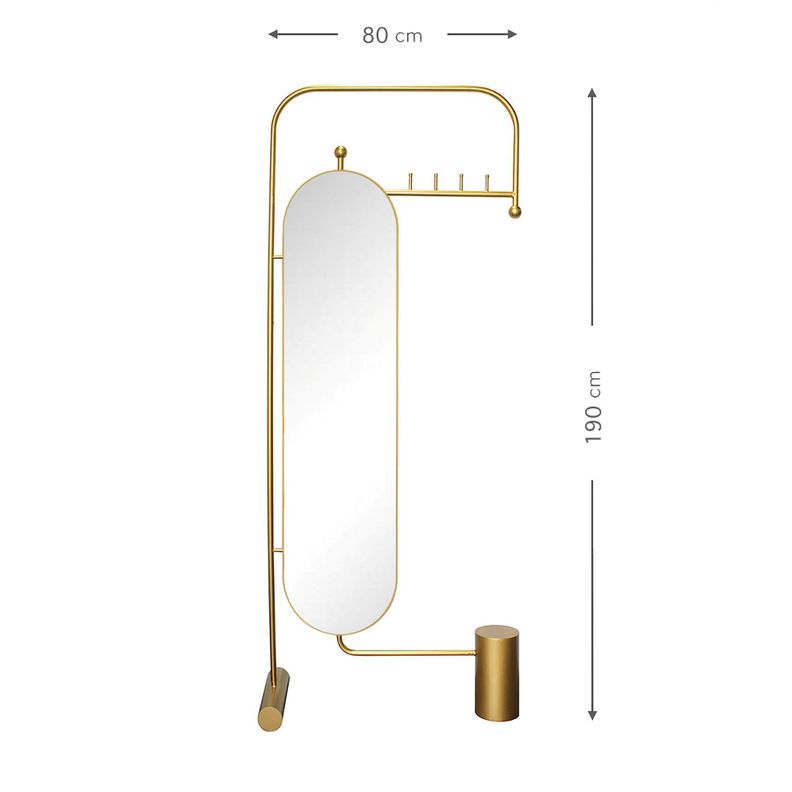Espejo Con Perchero Dorado 80x190 cm-5
