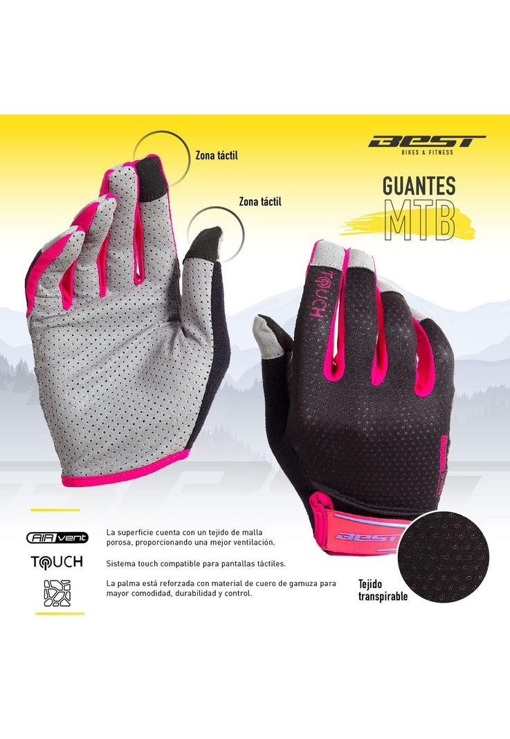 GUANTE LARGO BEST MUJER ROSADO TOUCH TALLA S-3
